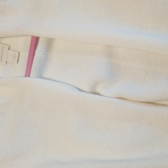 CHICO'S Off White Sz 2 Cap Sleeve 39" Length Cardigan Sweater EUC CL#89 - Picture 5 of 8